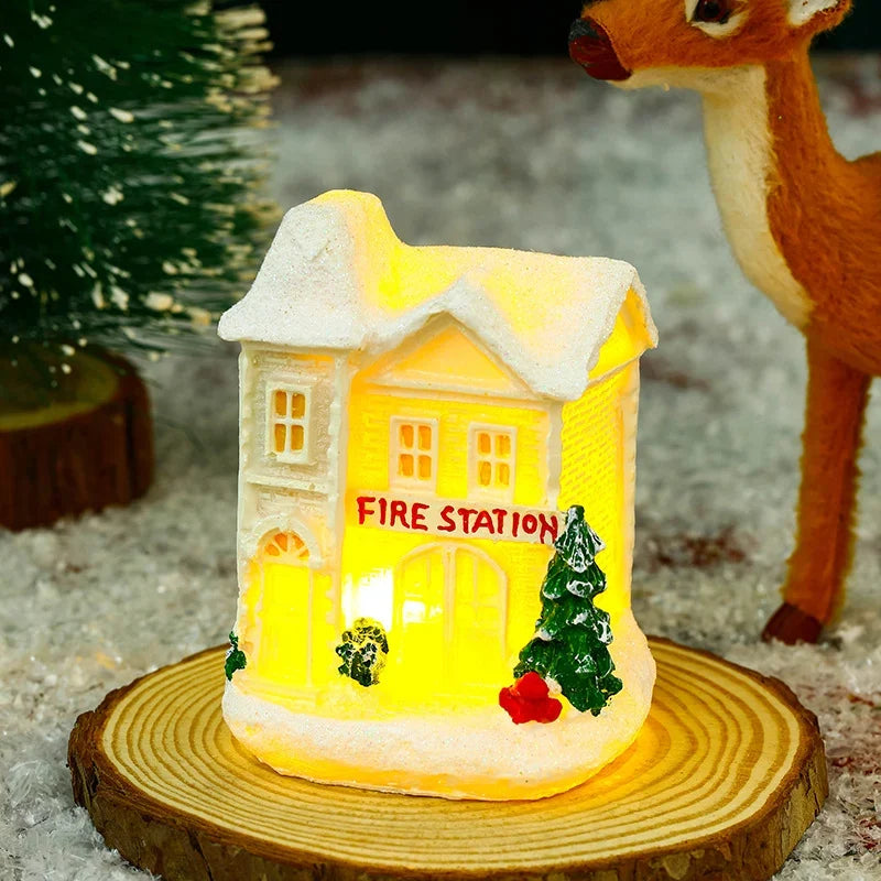 Christmas Village Ceramic Glitter Integrated LED