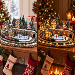 Christmas Village Decoration Animated Train Lighted Musical Scene