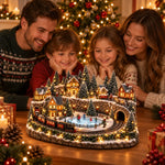 Christmas Village Decoration Moving Train Warm Lights