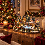 Christmas Village Decoration Moving Train Warm Lights