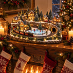 Christmas Village Decoration Moving Train Warm Lights