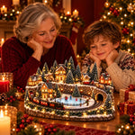 Christmas Village Decoration Moving Train Warm Lights