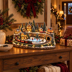 Christmas Village Decoration Moving Train Warm Lights