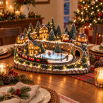 Christmas Village Decoration Moving Train Warm Lights