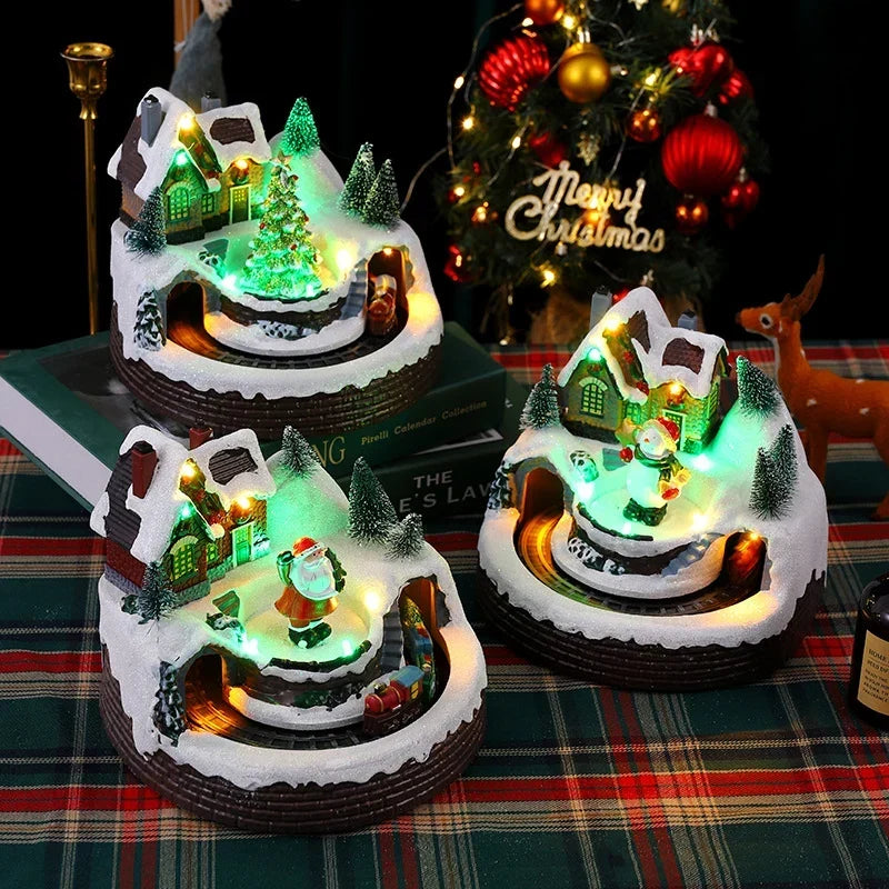 Christmas Village Figurine Integrated LED Snow-Covered Roofs