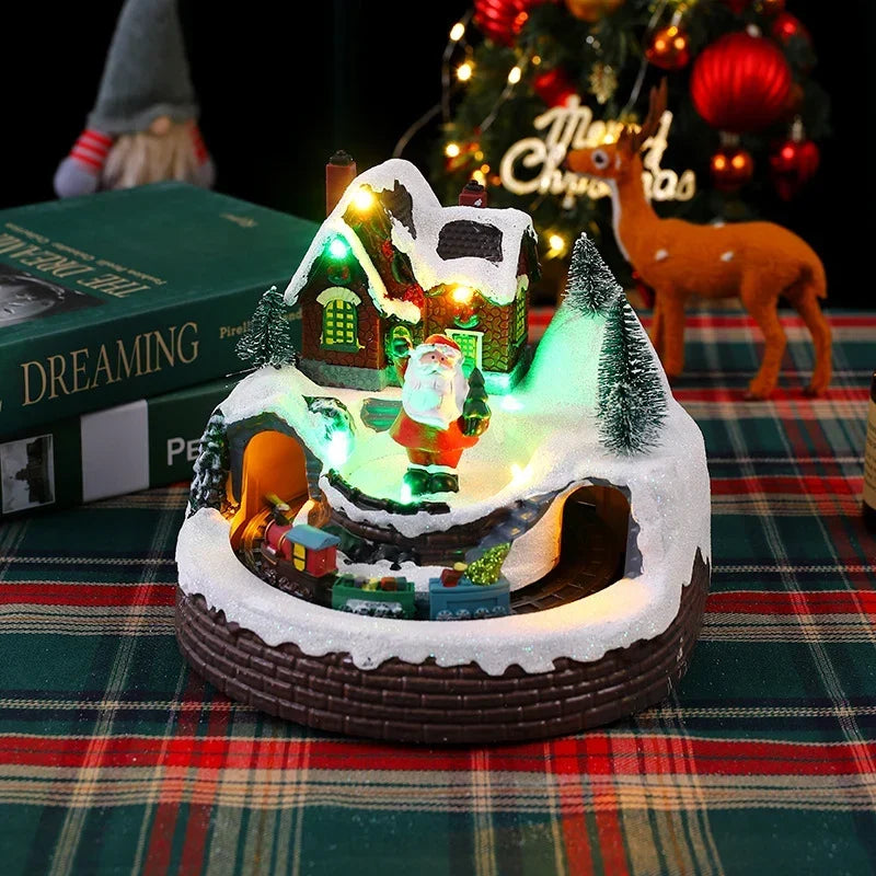 Christmas Village Figurine Integrated LED Snow-Covered Roofs