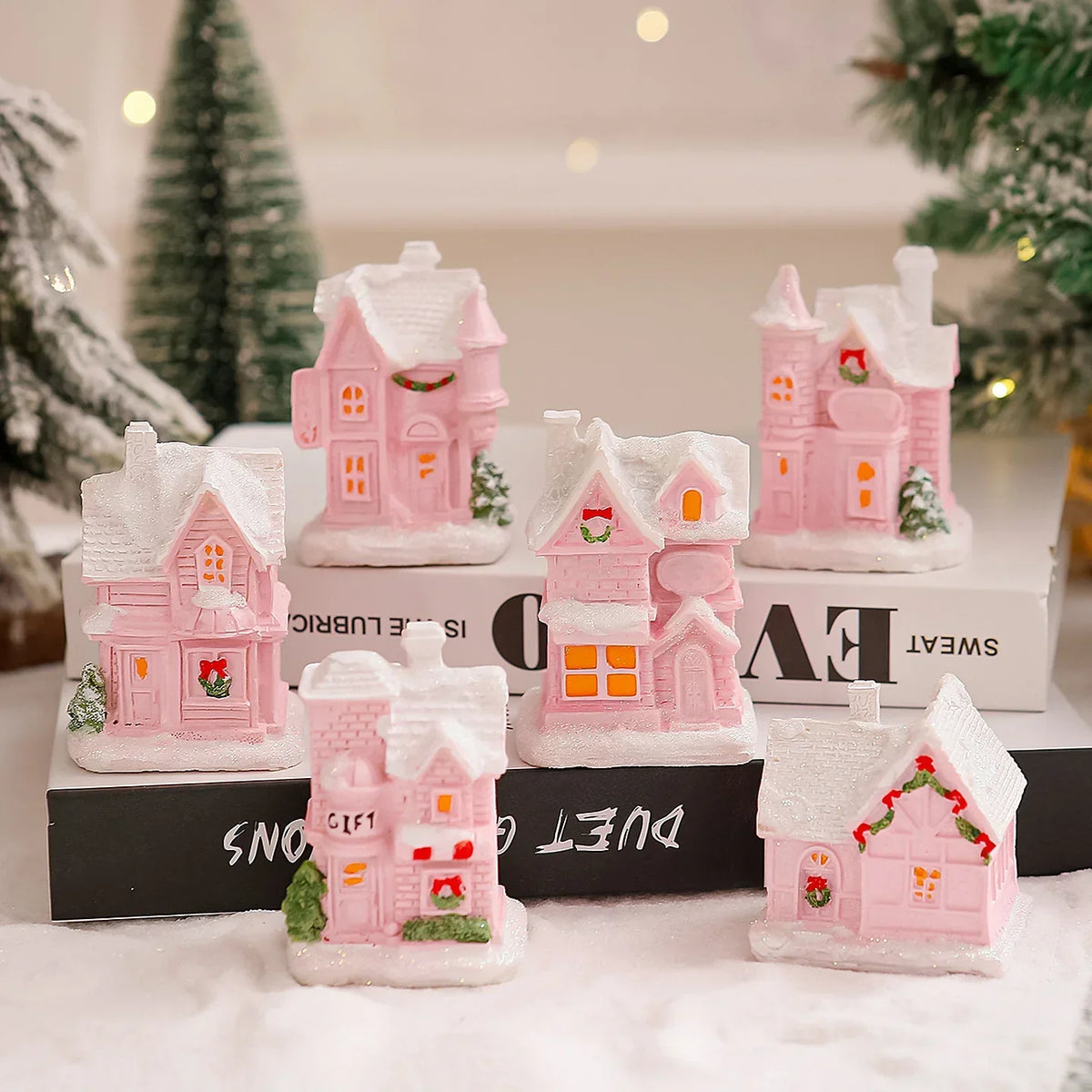 Christmas Village House Integrated LED Frosted Ceramic Plastic