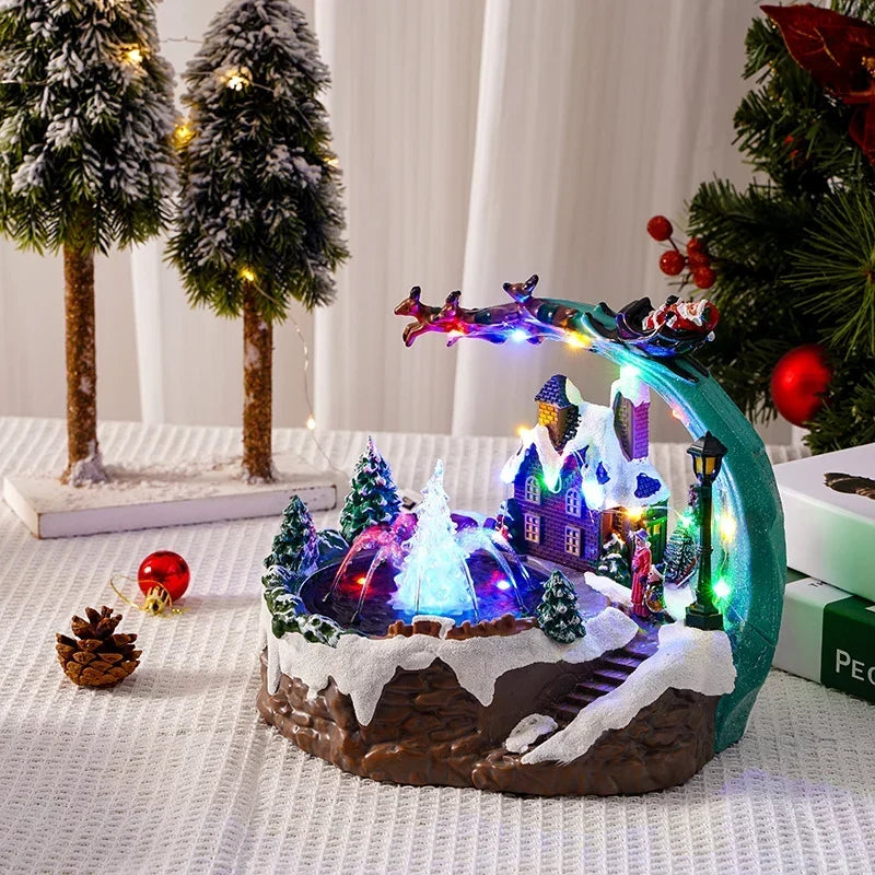Christmas Village Tabletop Multicolored LED Moving Fountain