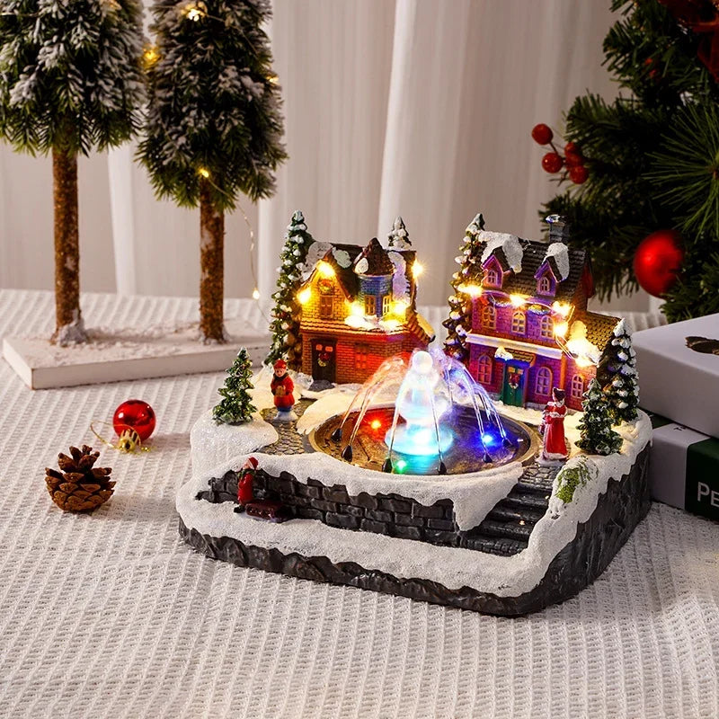 Christmas Village Tabletop Multicolored LED Moving Fountain