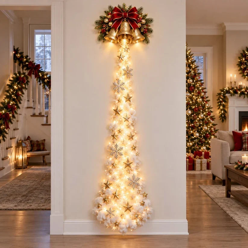 Christmas Wall Decoration Cascading Warm Golden Lights