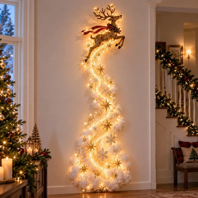 Christmas Wall Decoration Cascading Warm Golden Lights