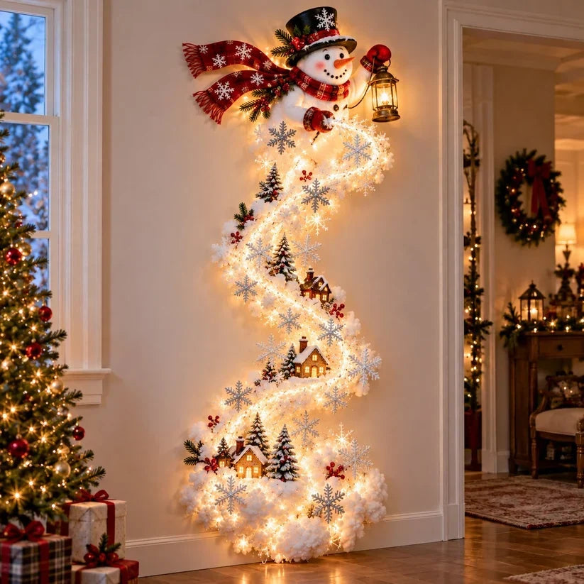 Christmas Wall Decoration Cascading Warm Golden Lights