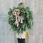 Christmas Wreath Artificial Greenery Pinecones Weather-Resistant Indoor Outdoor