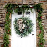 Christmas Wreath Artificial Greenery Pinecones Weather-Resistant Indoor Outdoor