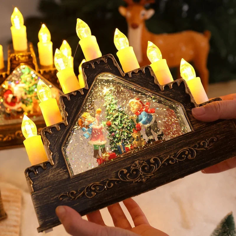 Christmas Wreath Energy-Saving LED Lights & Glitter Figurines