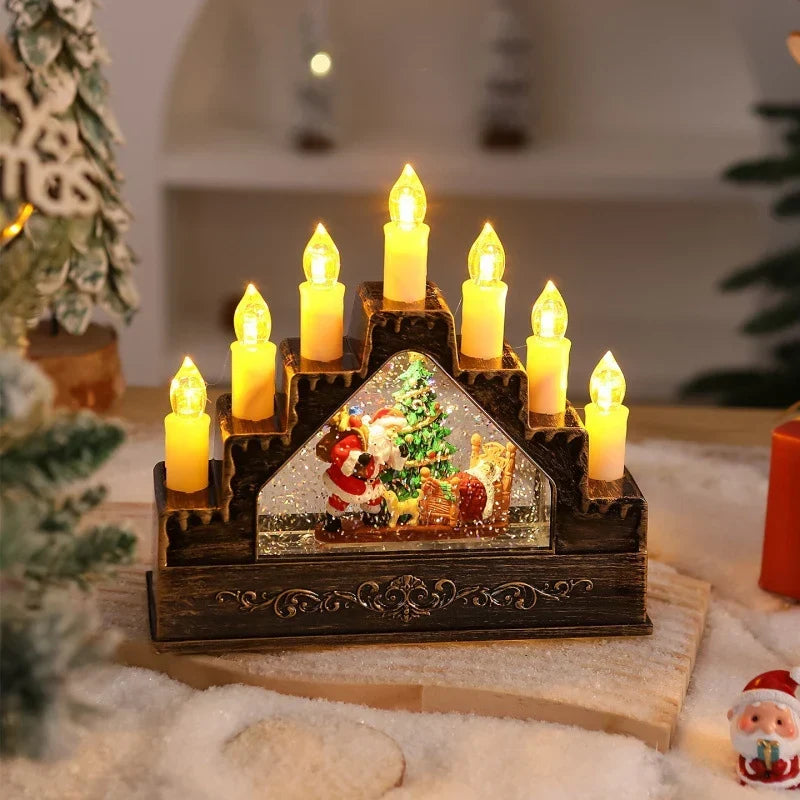 Christmas Wreath Energy-Saving LED Lights & Glitter Figurines