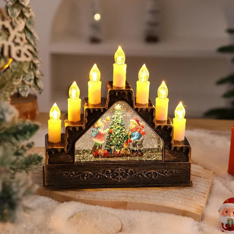 Christmas Wreath Energy-Saving LED Lights & Glitter Figurines