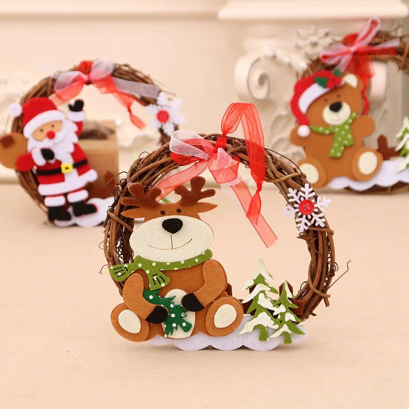 Christmas Wreath Felt Snowman Natural Twigs Indoor & Outdoor