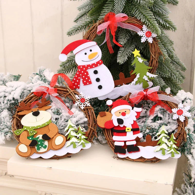 Christmas Wreath Felt Snowman Natural Twigs Indoor & Outdoor