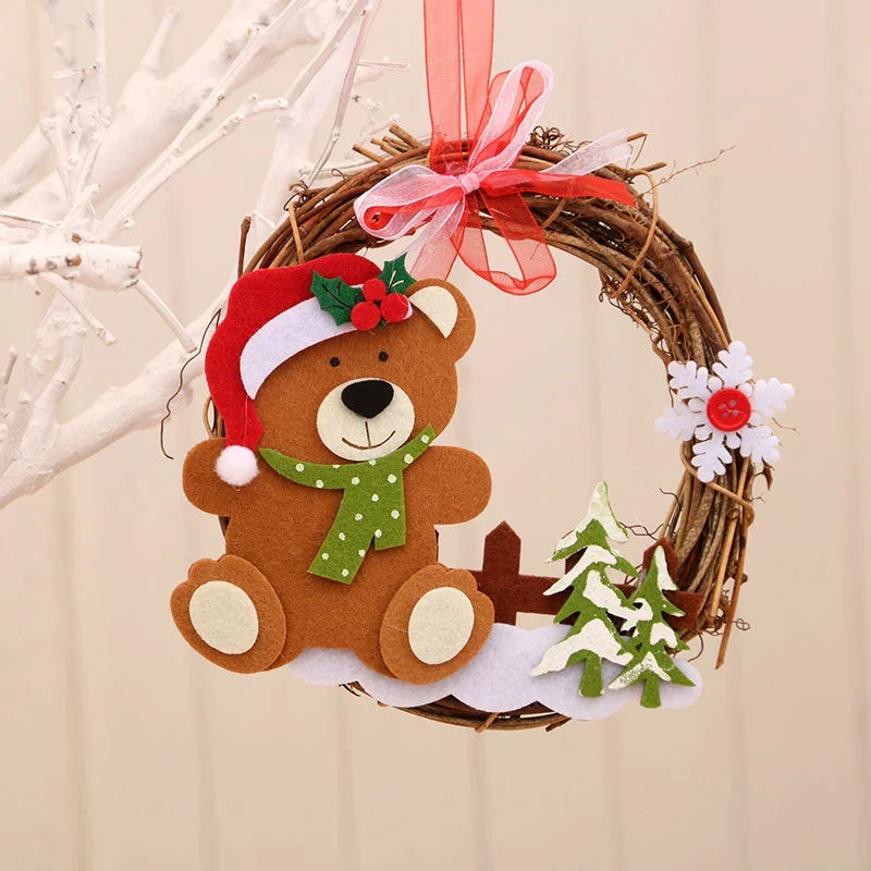 Christmas Wreath Felt Snowman Natural Twigs Indoor & Outdoor