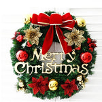 Christmas Wreath Red Bow Gold Accents Ready To Hang