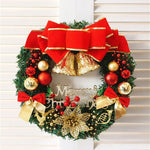 Christmas Wreath Red Bow Gold Accents Ready To Hang