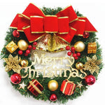 Christmas Wreath Red Bow & Gold Ornaments Ready To Hang