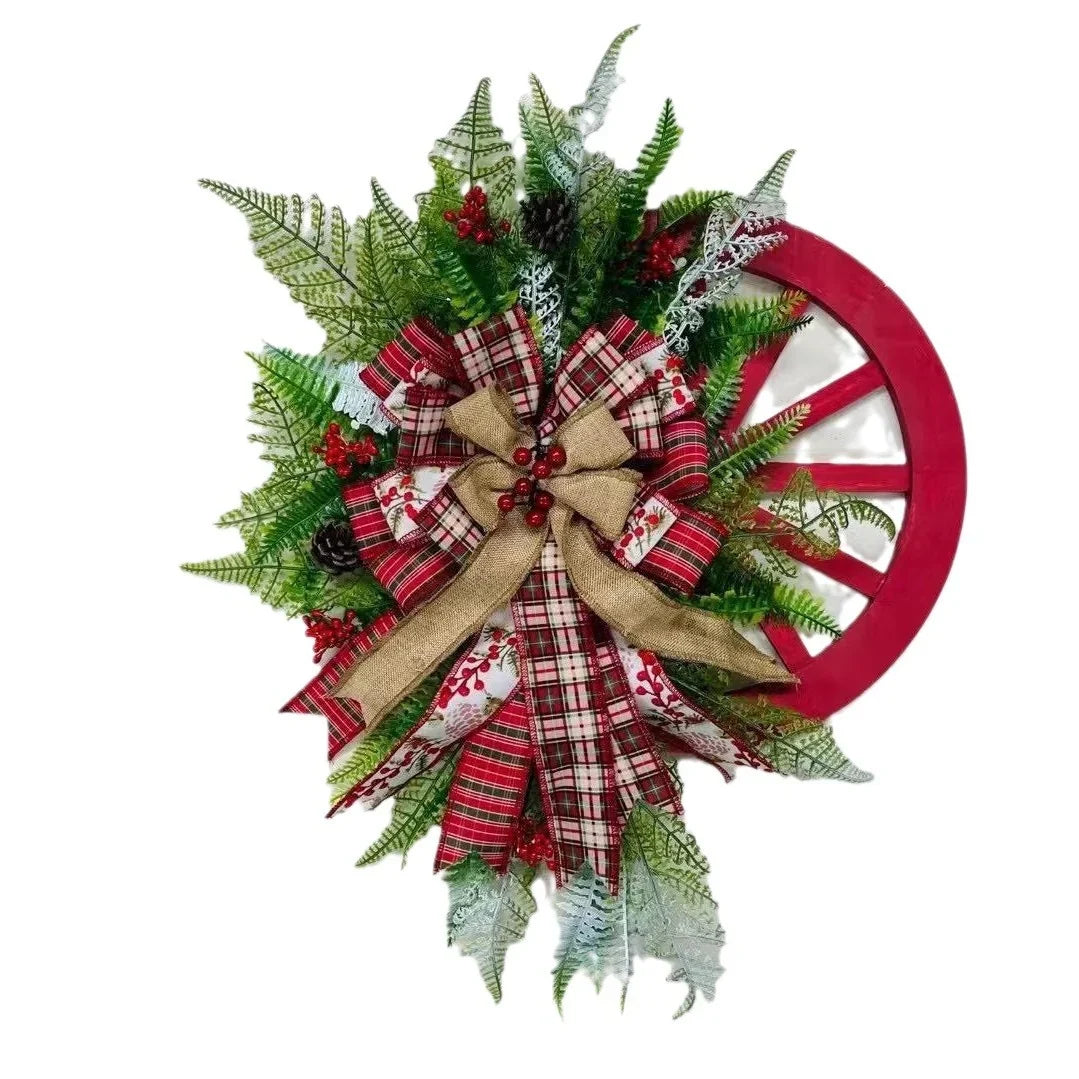 Christmas Wreath Rustic Faux Evergreens & Florals 24 Inch