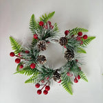 Christmas Wreath Weather-Resistant Natural Pine Cones & Red Berries