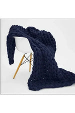 Chunky Knit Blanket Soft Polyester Dense Braided