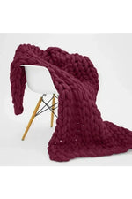 Chunky Knit Blanket Soft Polyester Dense Braided