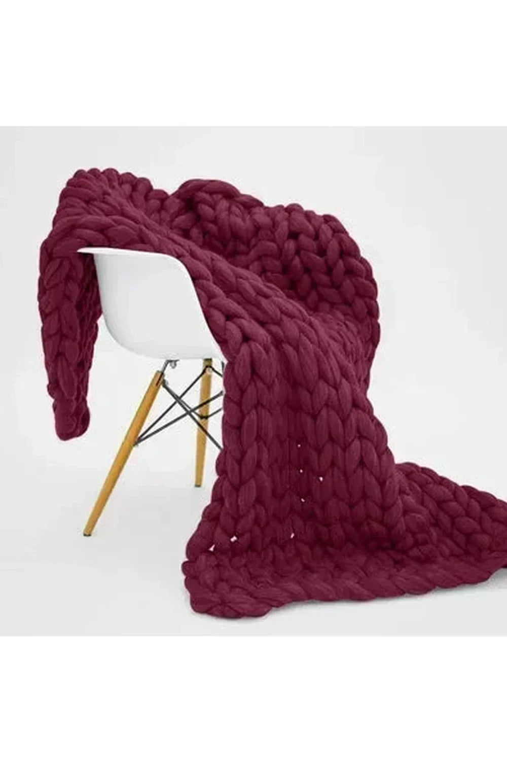 Chunky Knit Blanket Soft Polyester Dense Braided