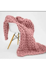 Chunky Knit Blanket Soft Polyester Dense Braided