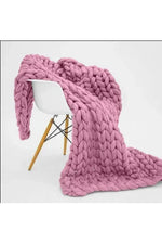 Chunky Knit Blanket Soft Polyester Dense Braided