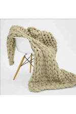 Chunky Knit Blanket Soft Polyester Dense Braided