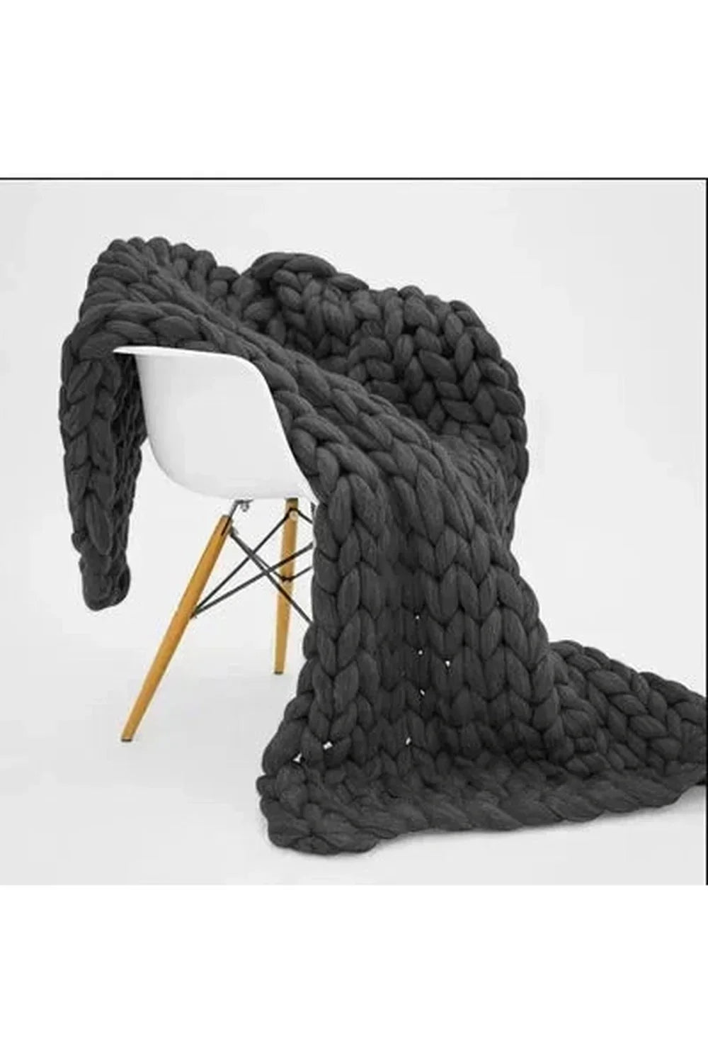 Chunky Knit Blanket Soft Polyester Dense Braided