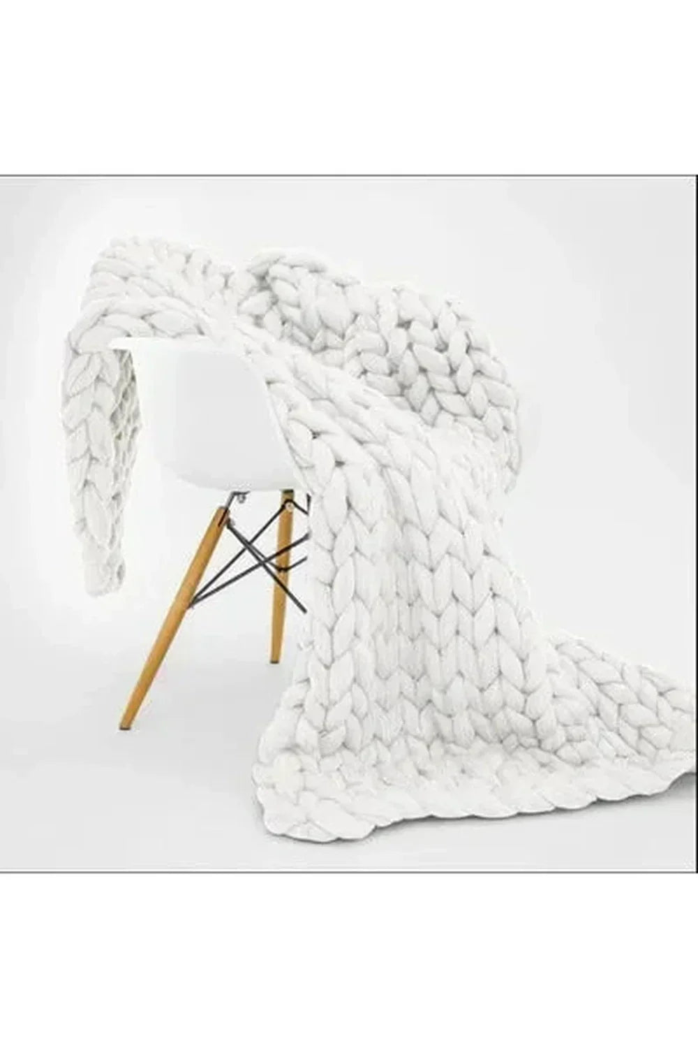 Chunky Knit Blanket Soft Polyester Dense Braided