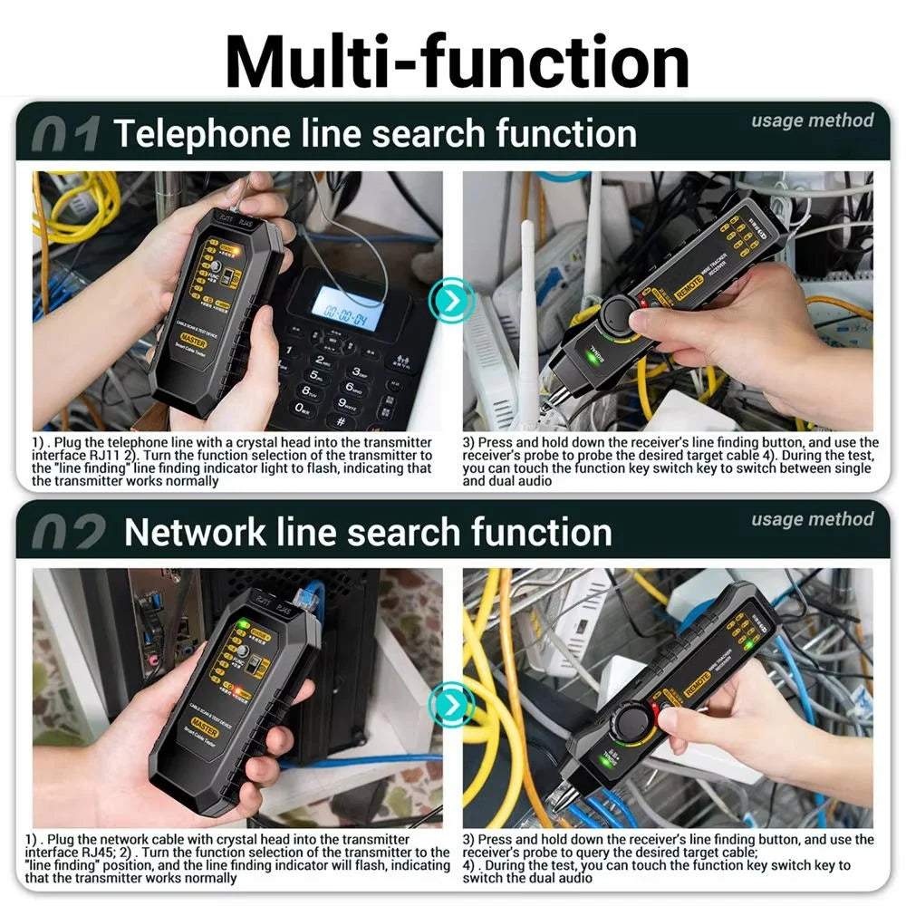Circuit Breaker Finder & Cable Tester Dual-Signal Polarity LED Flashlight