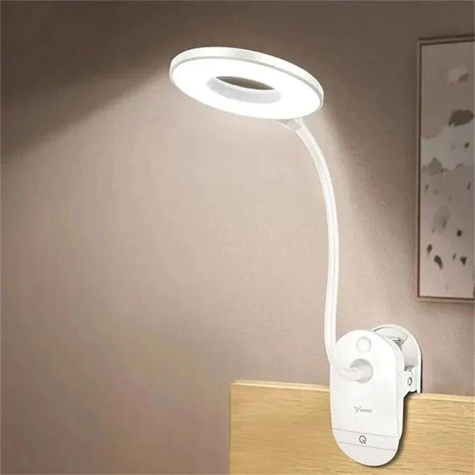 Clip-On Reading Lamp Dimmable Adjustable Neck USB-Powered