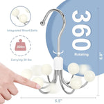 Closet Hanger 360° Rotating 6 Hooks Wooden Beads