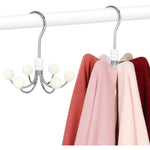 Closet Hanger 360° Rotating 6 Hooks Wooden Beads