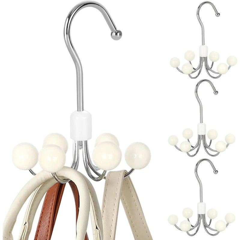 Closet Hanger 360° Rotating 6 Hooks Wooden Beads