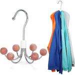 Closet Hanger 360° Rotating 6 Hooks Wooden Beads