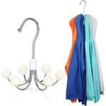 Closet Hanger 360° Rotating 6 Hooks Wooden Beads