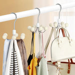 Closet Hanger 360° Rotating 6 Hooks Wooden Beads