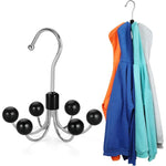 Closet Hanger 360° Rotating 6 Hooks Wooden Beads