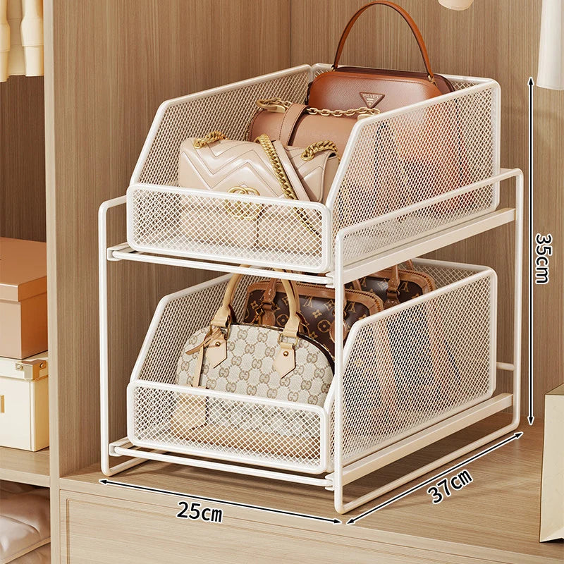 Closet Organizer Stackable Pull-Out Wire Mesh Drawers