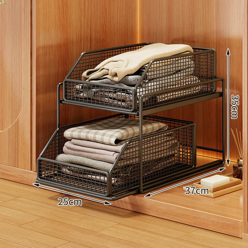 Closet Organizer Stackable Pull-Out Wire Mesh Drawers