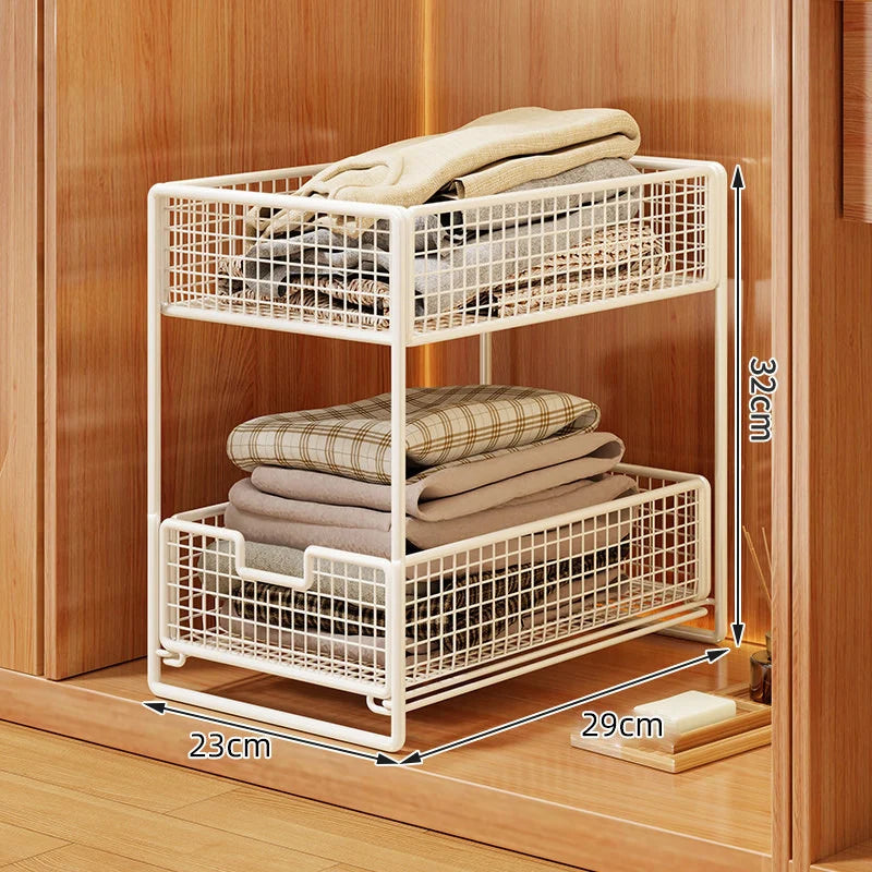 Closet Organizer Stackable Pull-Out Wire Mesh Drawers