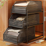 Closet Organizer Stackable Pull-Out Wire Mesh Drawers